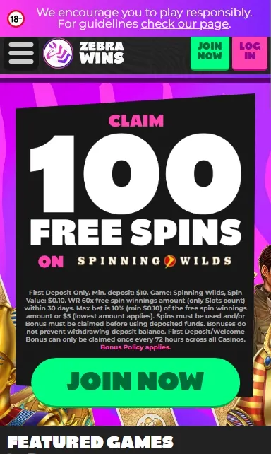 Zebra Wins Casino — mobile